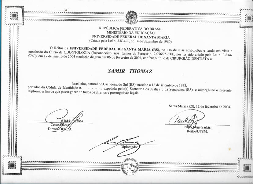 Diploma de Odontologia — UFSM